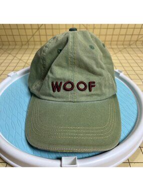 Woof Embroidered Green Adjustable Baseball Cap For Dog Lovers Barkology Brand Co